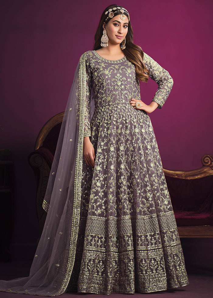 3 Pc Purple Net Suit Set With Dupatta VDKSH2103307 - Indian Silk House Agencies