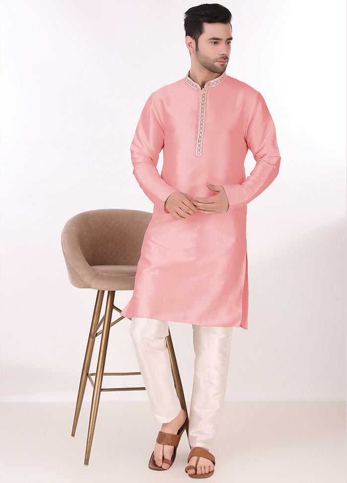 2 Pc Pink Silk Kurta Pajama Set VDKSH19062127 - Indian Silk House Agencies