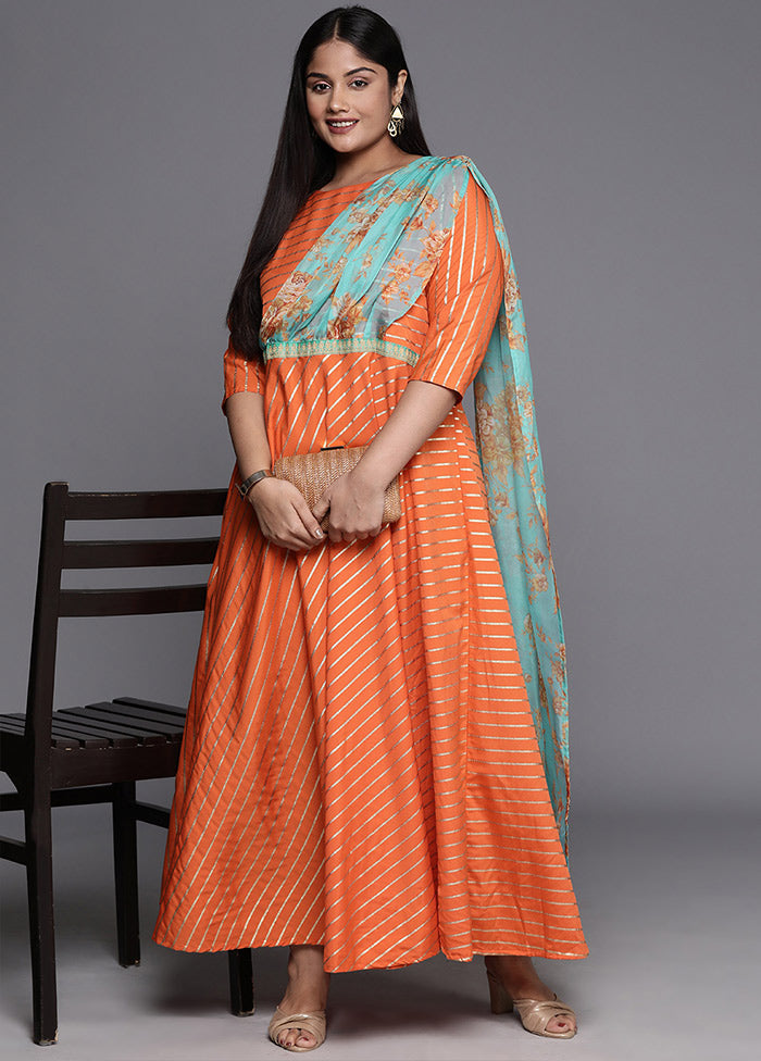 Orange Polyester Indian Dress VDKSH01082061 - Indian Silk House Agencies