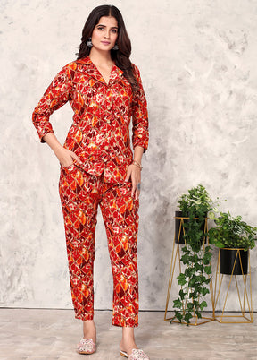 2 Pc Red Readymade Rayon Night Suit VDKSH01082075 - Indian Silk House Agencies