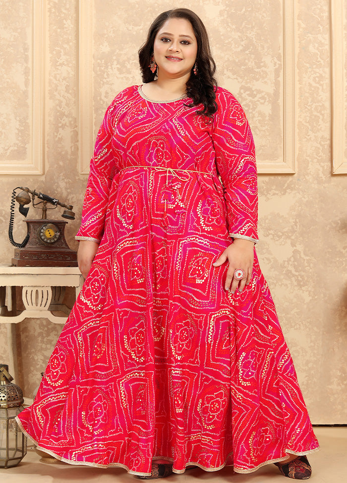 Pink Readymade Rayon Gown - Indian Silk House Agencies