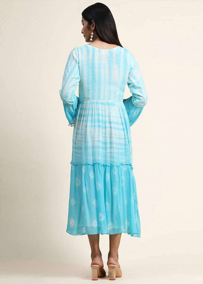 Sky Blue Readymade Georgette Dress - Indian Silk House Agencies