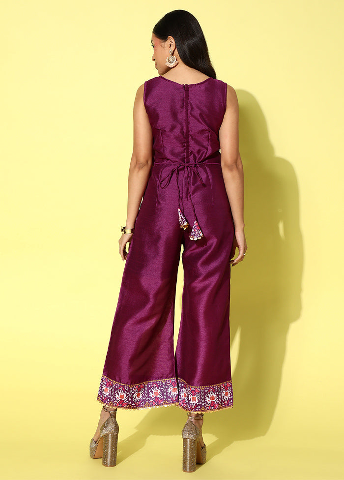Purple Readymade Silk Jumpsuit - Indian Silk House Agencies