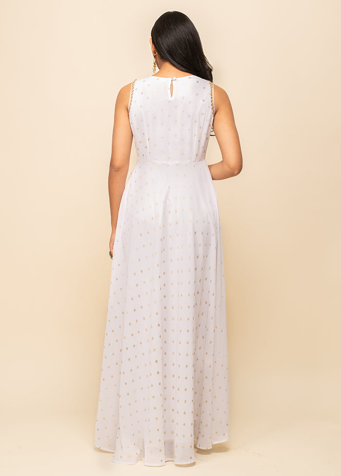 White Readymade Georgette Indian Dress - Indian Silk House Agencies