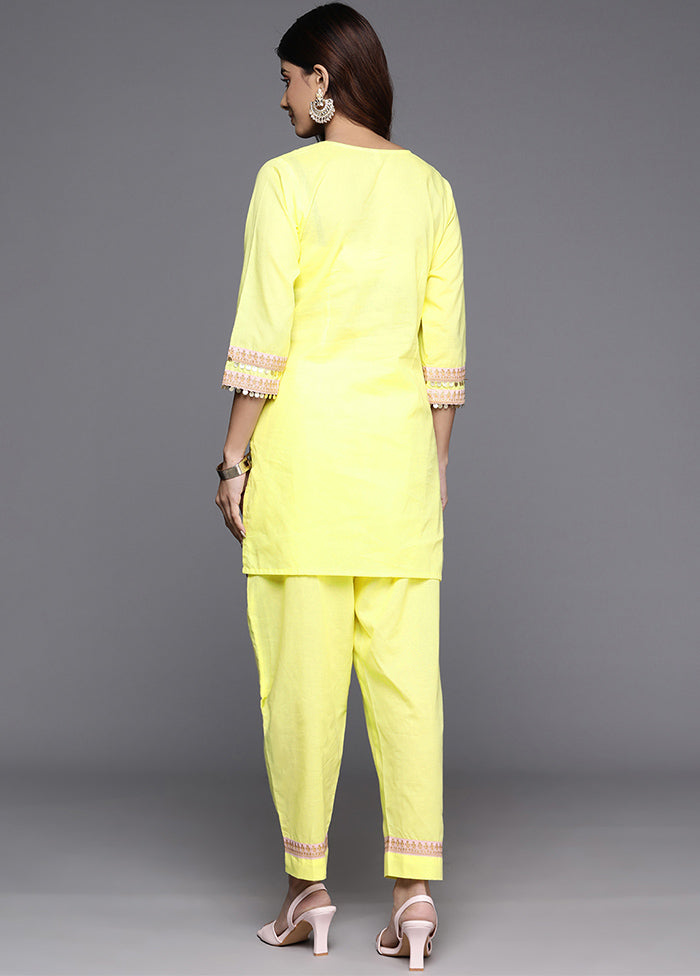 2 Pc Yellow Pure Cotton Coords Set
