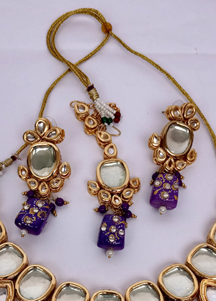 Purple Kundan Jewellery Set With Mangtika - Indian Silk House Agencies
