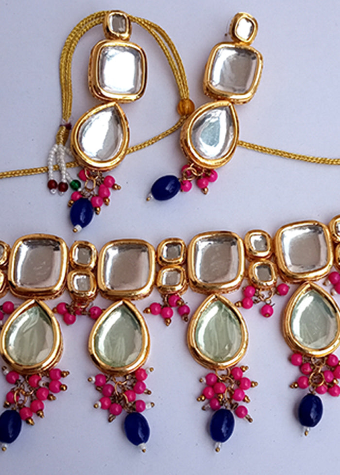 Kundan Studded Blue Jewellery Set - Indian Silk House Agencies