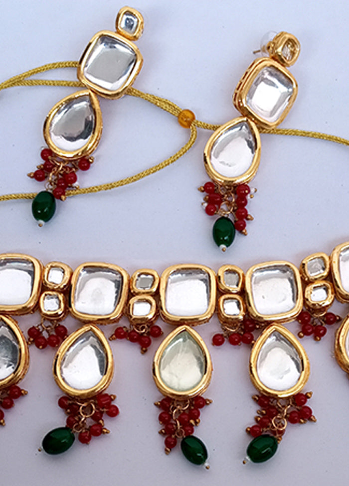 Kundan Studded Green Jewellery Set - Indian Silk House Agencies