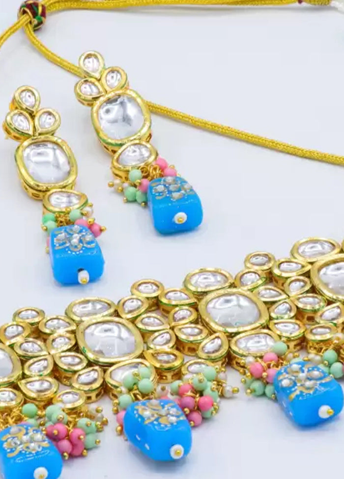 Blue Kundan Jewellery Set - Indian Silk House Agencies