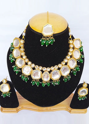 Golden Kundan Alloy Wedding Bridal Necklace Set - Indian Silk House Agencies