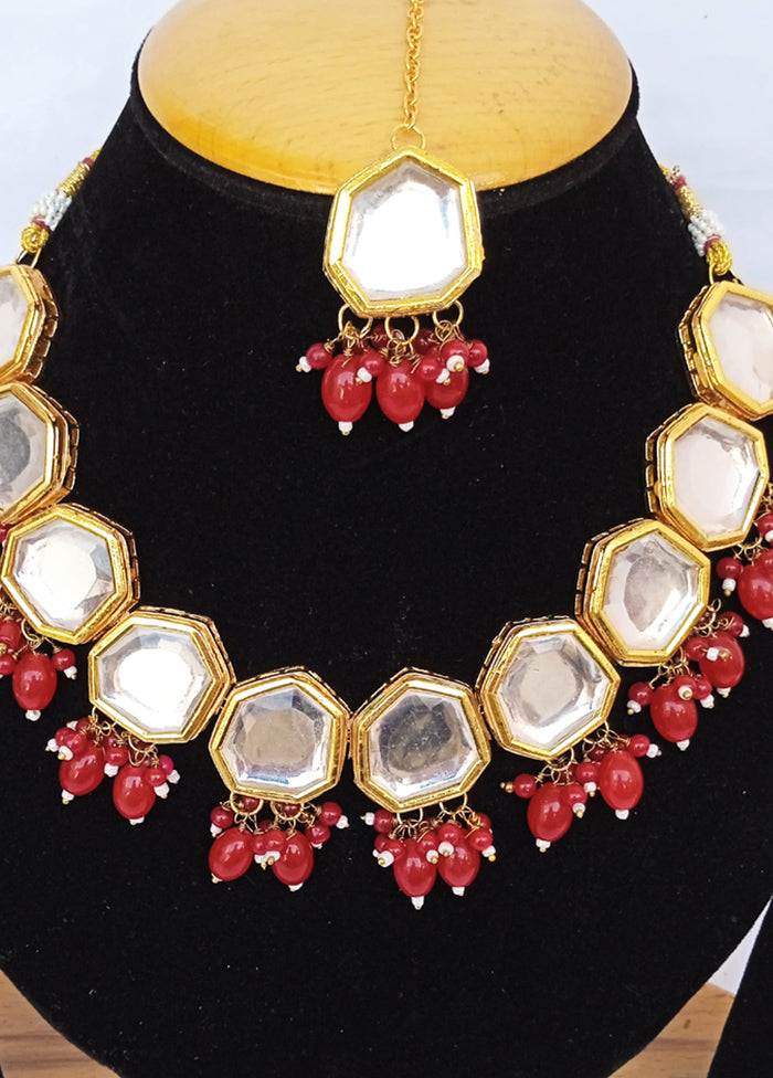 Golden Kundan Alloy Wedding Bridal Necklace Set - Indian Silk House Agencies