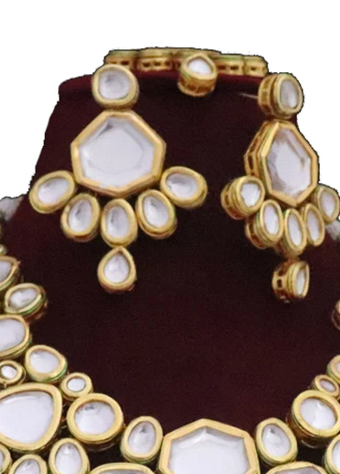 Golden Kundan Jewellery Set With Mangtika - Indian Silk House Agencies