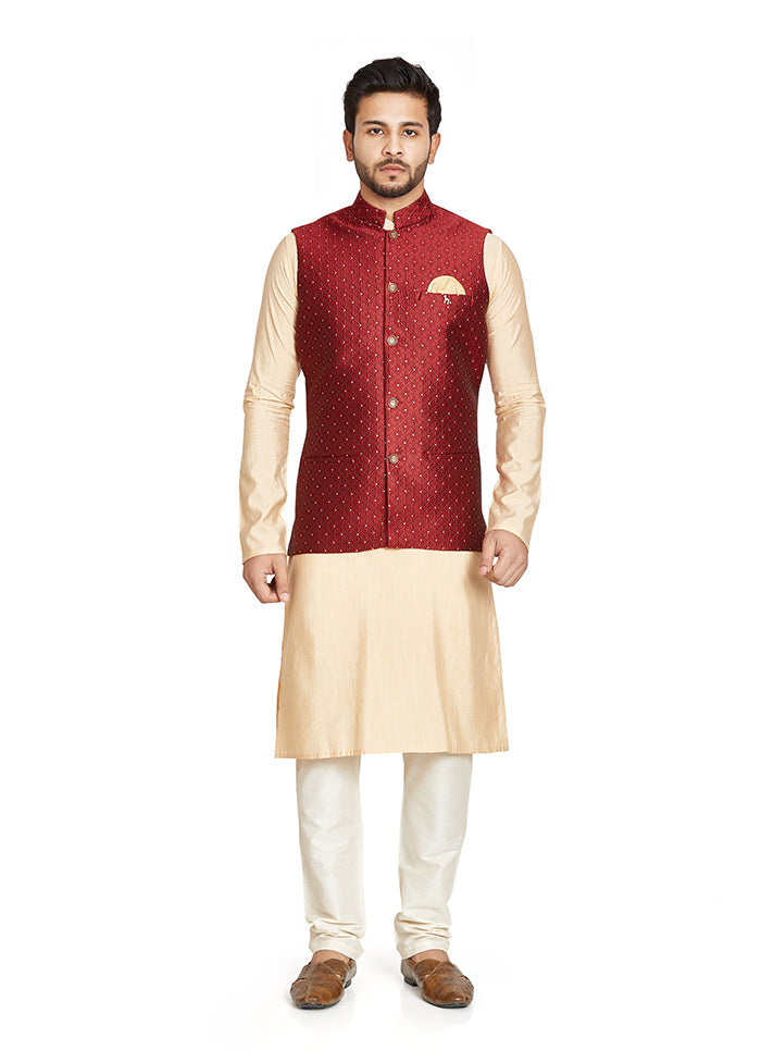 Red Printed Silk Ethnic Jacket VDAC69257 - Indian Silk House Agencies