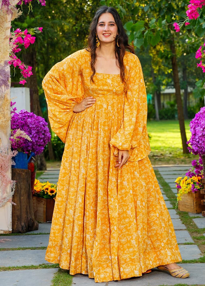 Yellow Readymade Georgette Indian Dress - Indian Silk House Agencies