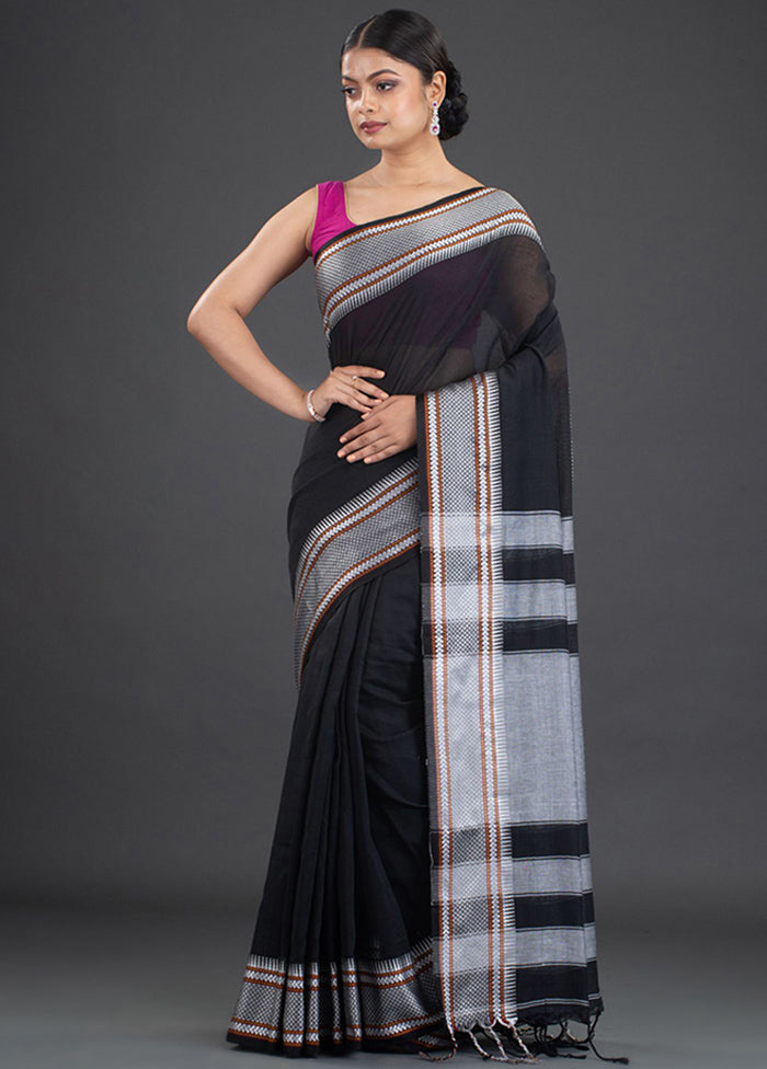 Black Pure Cotton Saree With Blouse - Indian Silk House Agencies