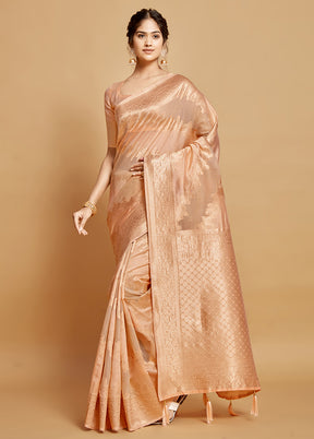 Peach Silk Saree With Blouse Piece - Indian Silk House Agencies