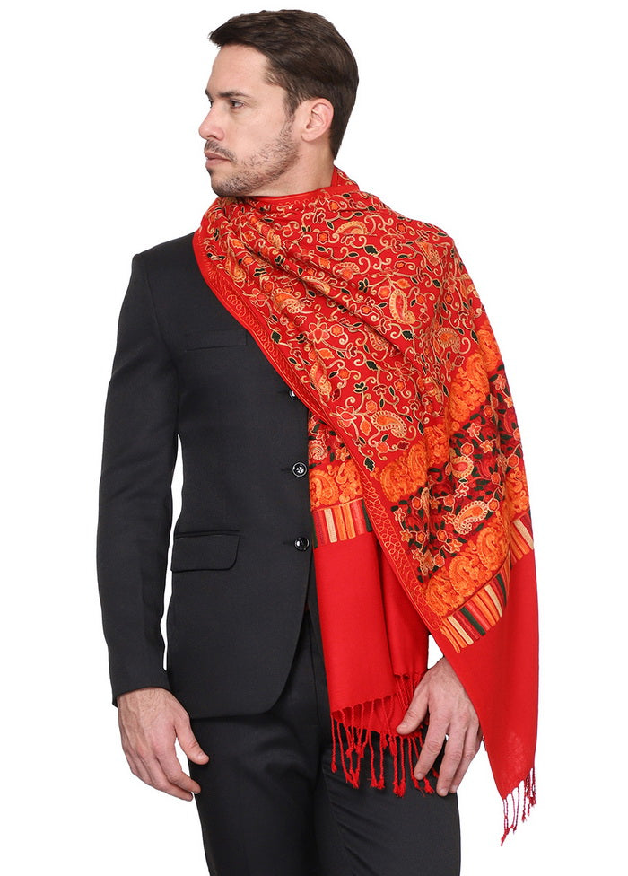 Red Acrylic Wool Cashmilon Shawl - Indian Silk House Agencies