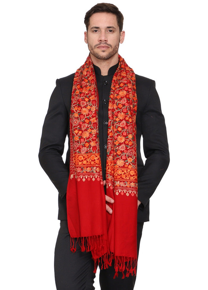 Red Acrylic Wool Cashmilon Shawl - Indian Silk House Agencies