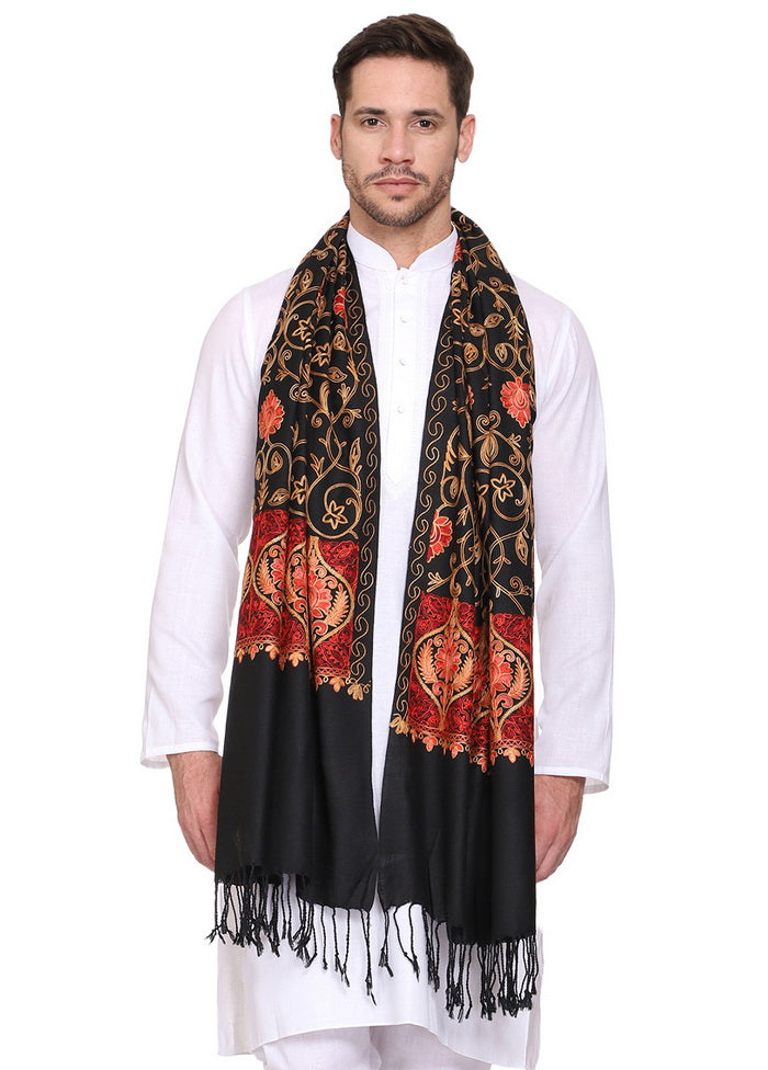 Black Acrylic Wool Cashmilon Shawl - Indian Silk House Agencies