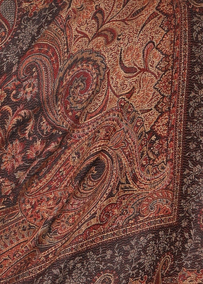 Black Poly Wool Woven Shawl - Indian Silk House Agencies