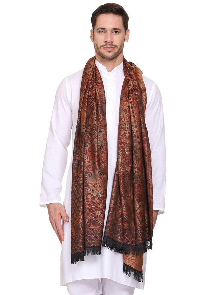 Brown Poly Wool Woven Shawl - Indian Silk House Agencies