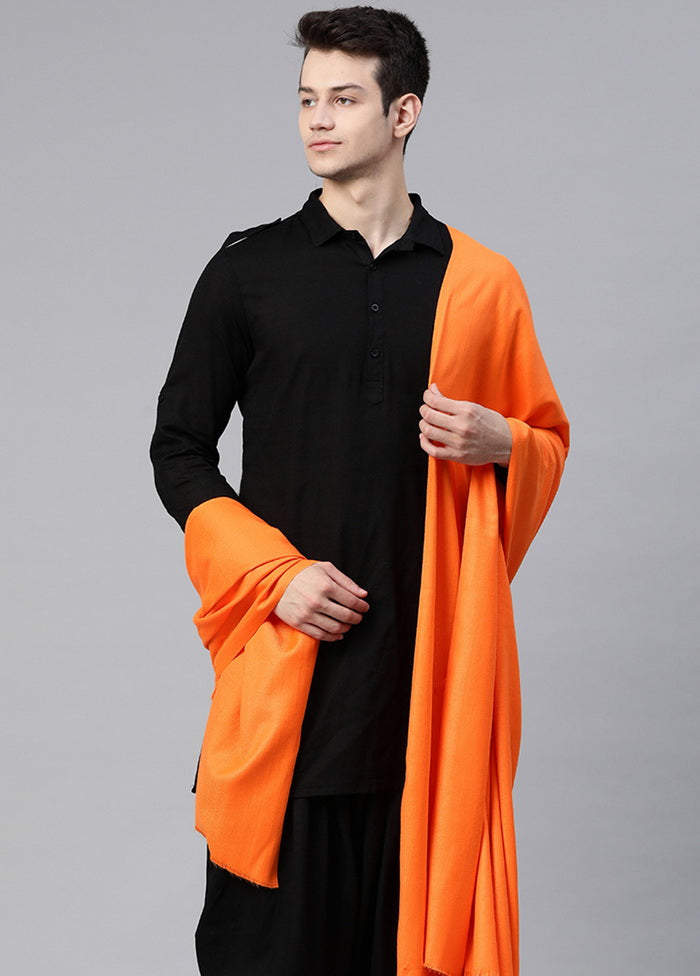 Orange Poly Wool Solid Shawl - Indian Silk House Agencies