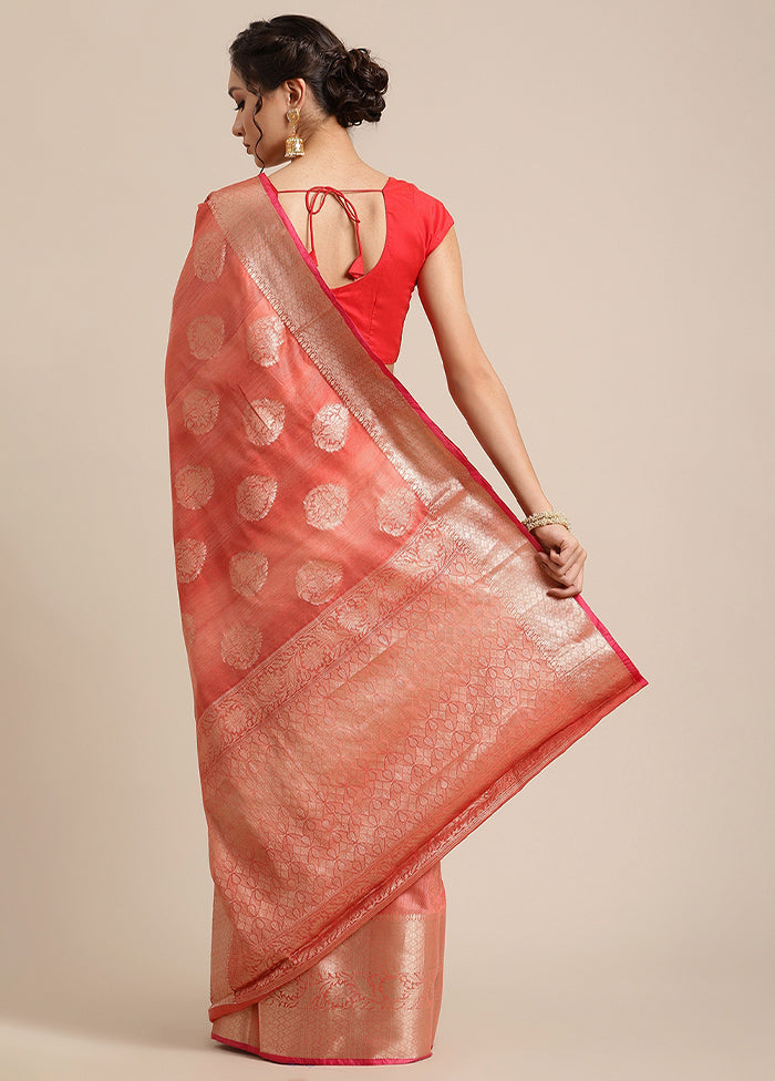Red Silk Zari Saree Without Blouse Piece