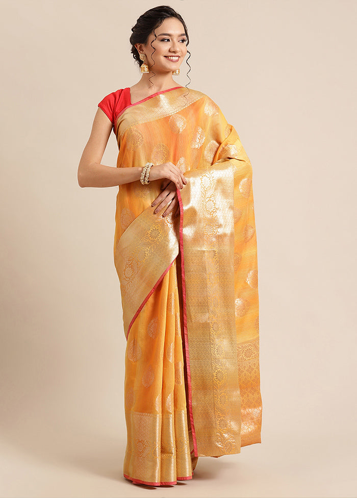 Gold Silk Zari Saree Without Blouse Piece