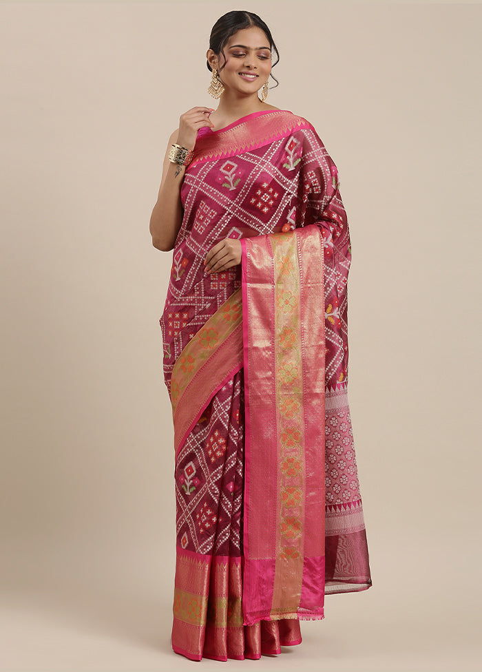 Magenta Silk Saree With Blouse Piece