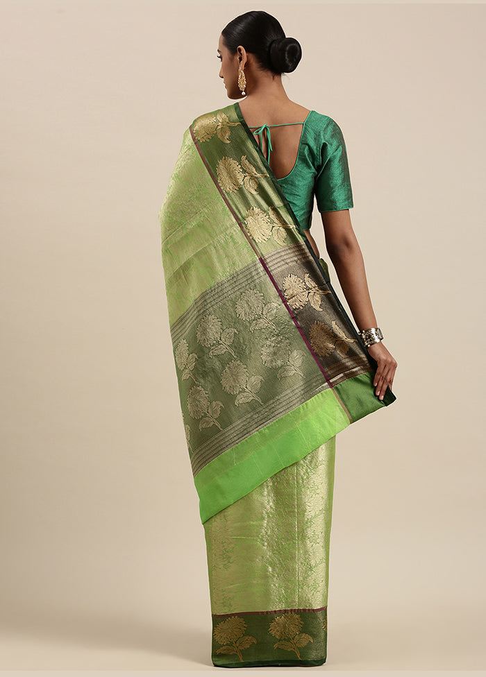 Green Silk Saree With Blouse Piece