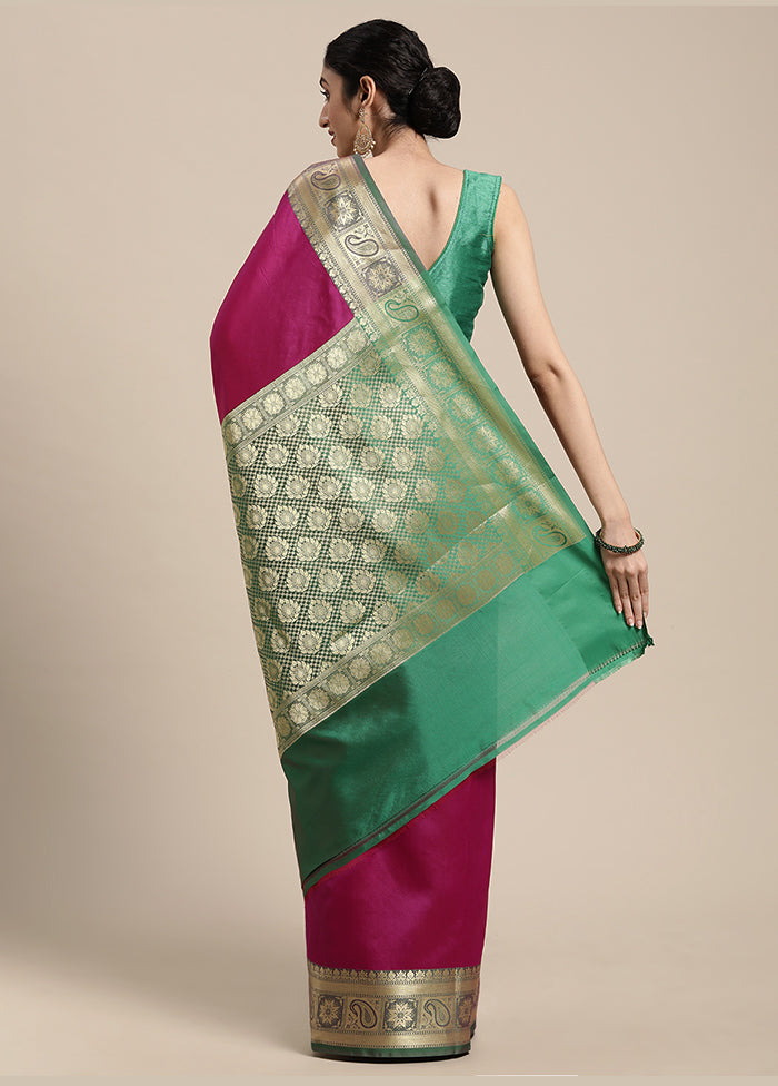 Magenta Silk Saree With Blouse Piece