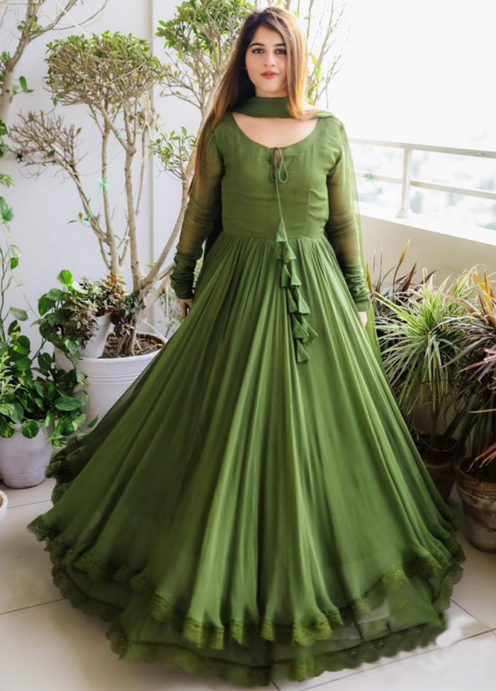 Green Georgette Gown - Indian Silk House Agencies