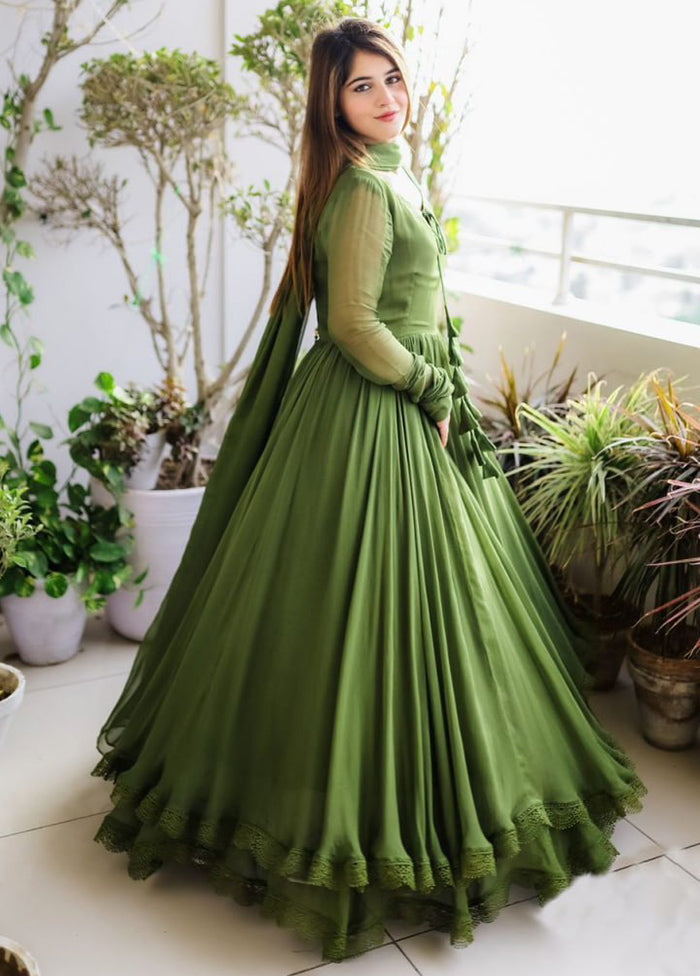 Green Georgette Gown - Indian Silk House Agencies