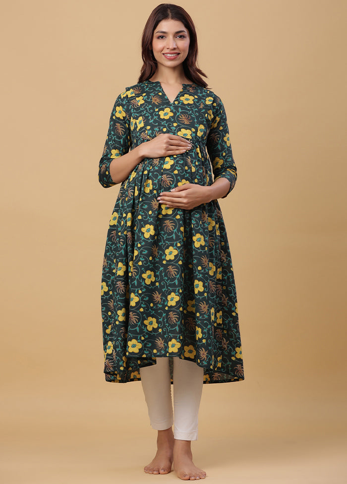 Green Pure Readymade Cotton Maternity Kurti