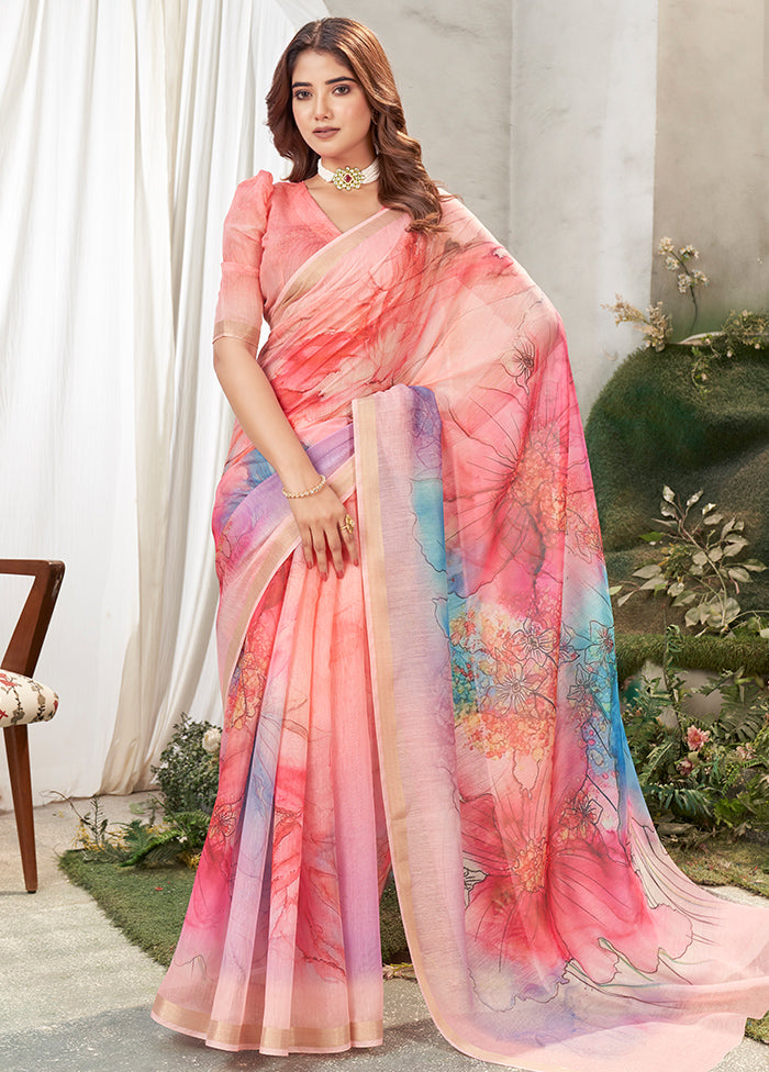MultiColor Chanderi Silk Saree With Blouse Piece