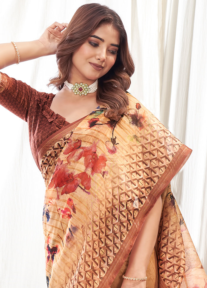 MultiColor Chanderi Silk Saree With Blouse Piece