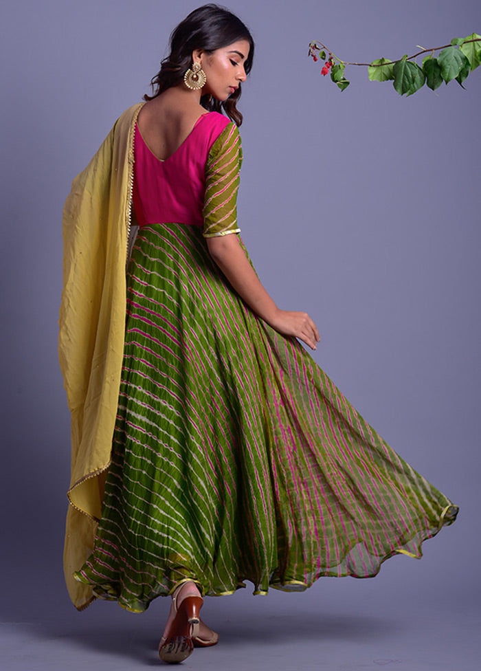 2 Pc Green Georgette Anarkali With Dupatta VDRAN100040825 - Indian Silk House Agencies