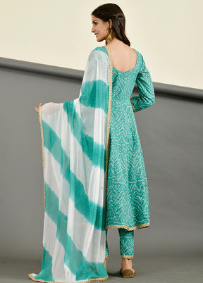 3 Pc Green Cotton Suit Set With Dupatta VDRAN1412231 - Indian Silk House Agencies