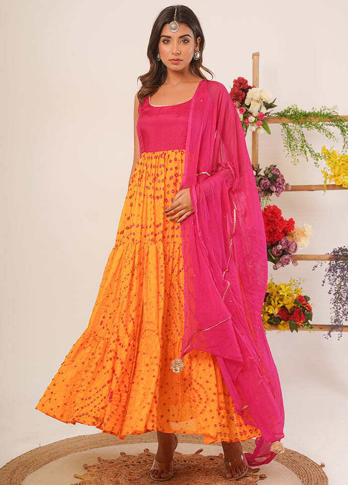 Yellow Pure Silk Indian Dress With Dupatta - Indian Silk House Agencies