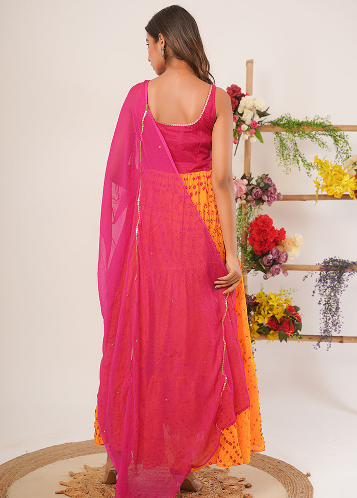 Yellow Pure Silk Indian Dress With Dupatta - Indian Silk House Agencies