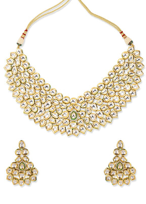 Golden Stone Work Alloy Jewellery Set - Indian Silk House Agencies