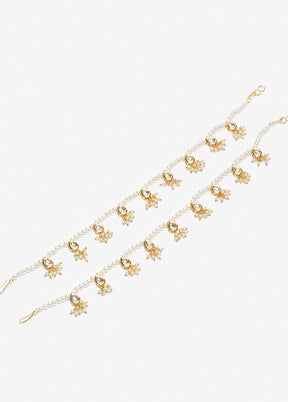 Pair Of White Beaded Anklets - Indian Silk House Agencies