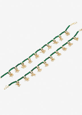Pair Of Green Beaded Anklets - Indian Silk House Agencies