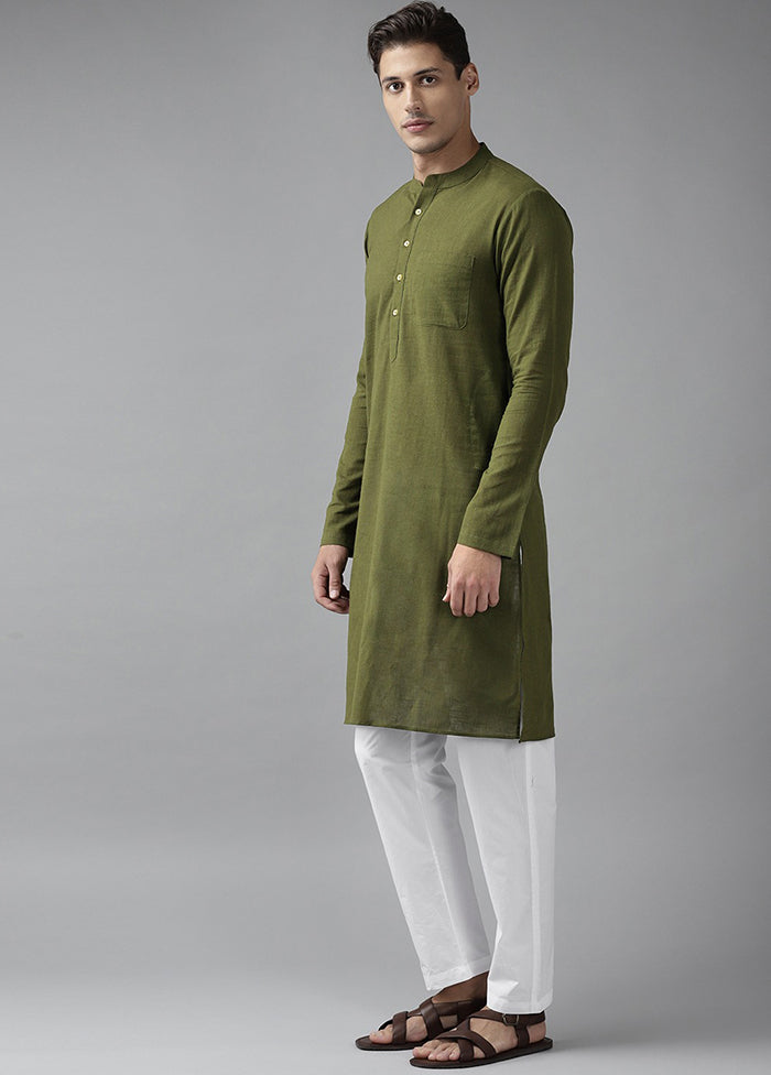 2 Pc Green Pure Cotton Solid Kurta Set VDVSD240698 - Indian Silk House Agencies