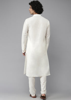White Silk Kurta And Pajama Set VDVSD1912296 - Indian Silk House Agencies