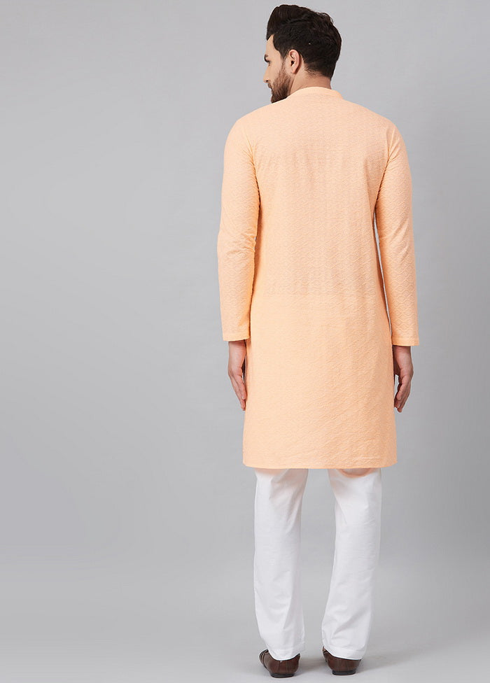 Peach Straight Kurta With Pyjama VDVSD27102028 - Indian Silk House Agencies