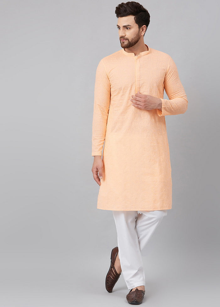Peach Straight Kurta With Pyjama VDVSD27102031 - Indian Silk House Agencies