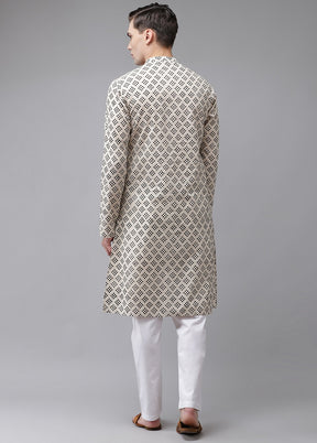 2 Pc Beige Pure Cotton Kurta Pajama Set VDVSD200171 - Indian Silk House Agencies