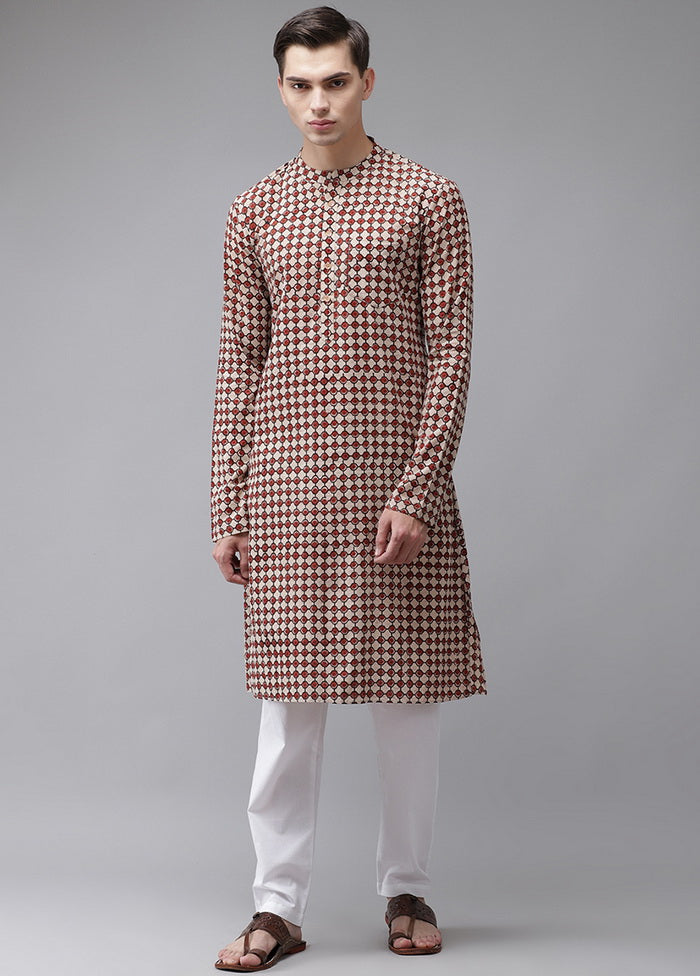 2 Pc Beige Pure Cotton Kurta Pajama Set VDVSD200176 - Indian Silk House Agencies