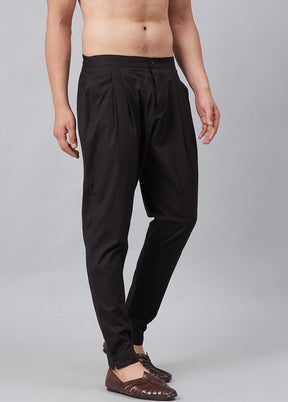 Black Pure Cotton Trouser Style Pajama - Indian Silk House Agencies